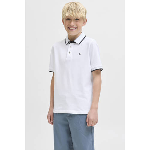 JACK & JONES JUNIOR polo wit Jongens Katoen Polokraag Effen