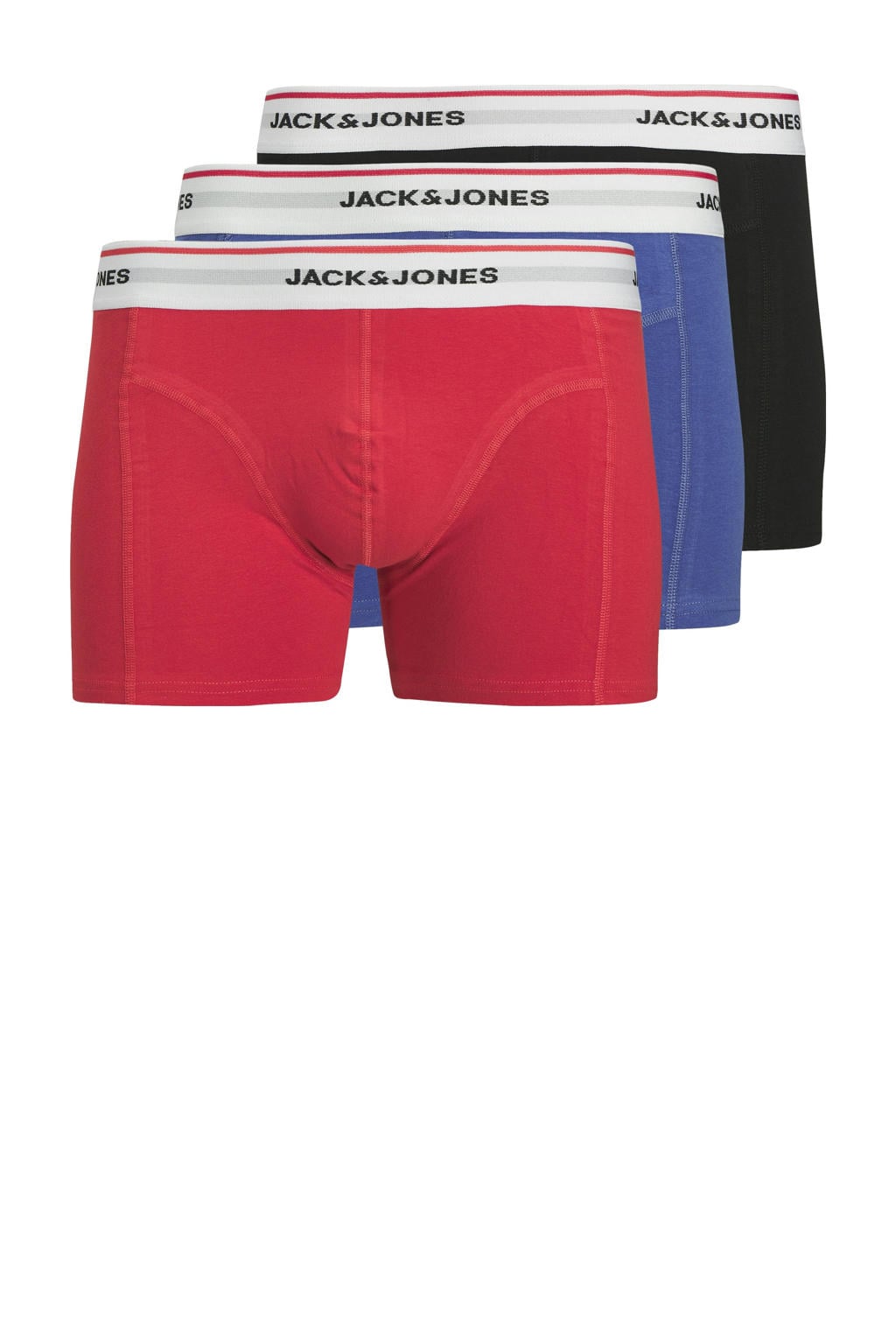 JACK & JONES JUNIOR boxershort - rood/blauw/zwart (set van 3)