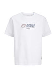 thumbnail: Witte jongens JACK & JONES JUNIOR T-shirt van katoen met logo dessin, korte mouwen en ronde hals