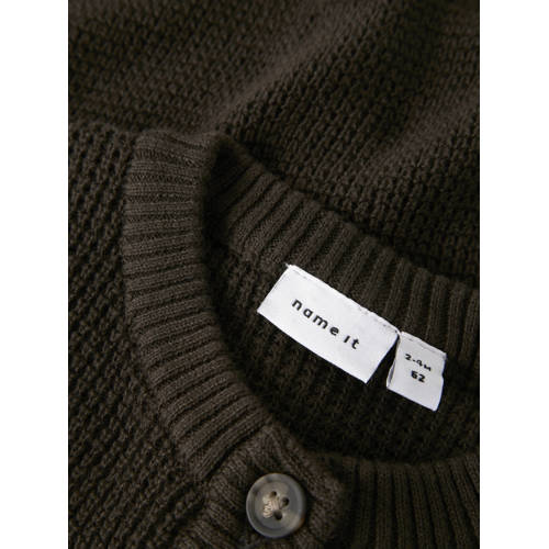 NAME IT BABY vest gebreid Bruin Meisjes Katoen Ronde hals Effen