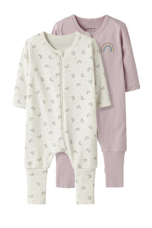 pyjama NBFNIGHTSUIT - set van 2 ecru/lila