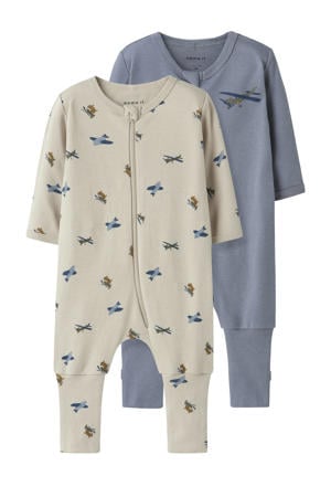 pyjama NBMNIGHTSUIT - set van 2 beige/blauw