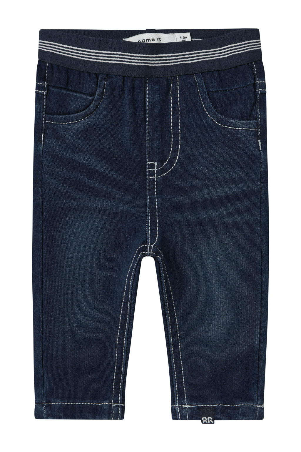 Dark blue denim jongens NAME IT BABY slim fit jeans van katoen met regular waist en effen