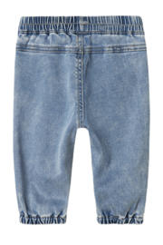 thumbnail: Medium blue denim meisjes NAME IT BABY van lyocell met regular fit, regular waist, elastische tailleband en effen