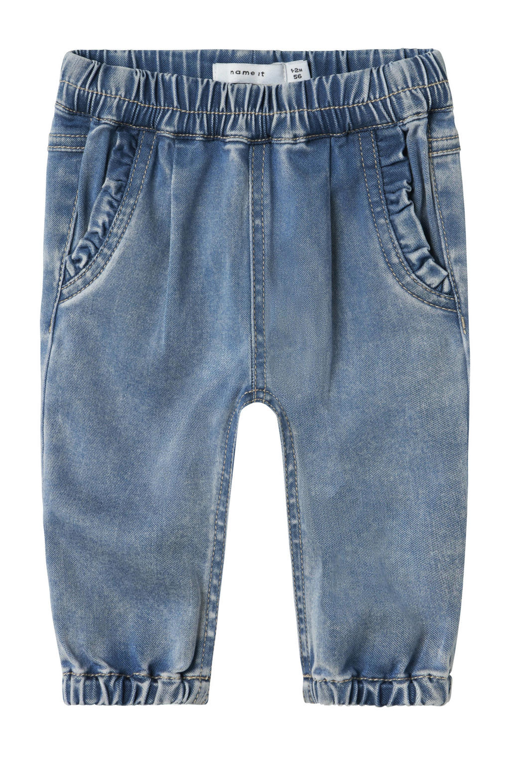 Medium blue denim meisjes NAME IT BABY regular waist regular fit jeans van lyocell met effen