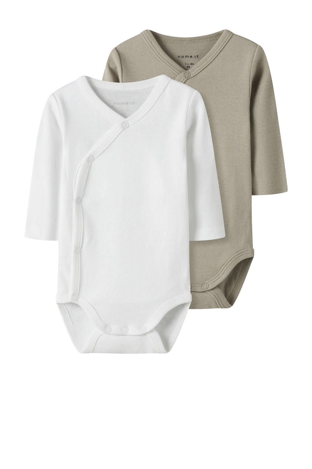 NAME IT BABY romper NBNBODY - set van 2 wit/beige