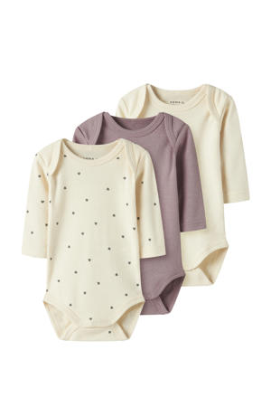 romper - set van 3 mauve/ecru