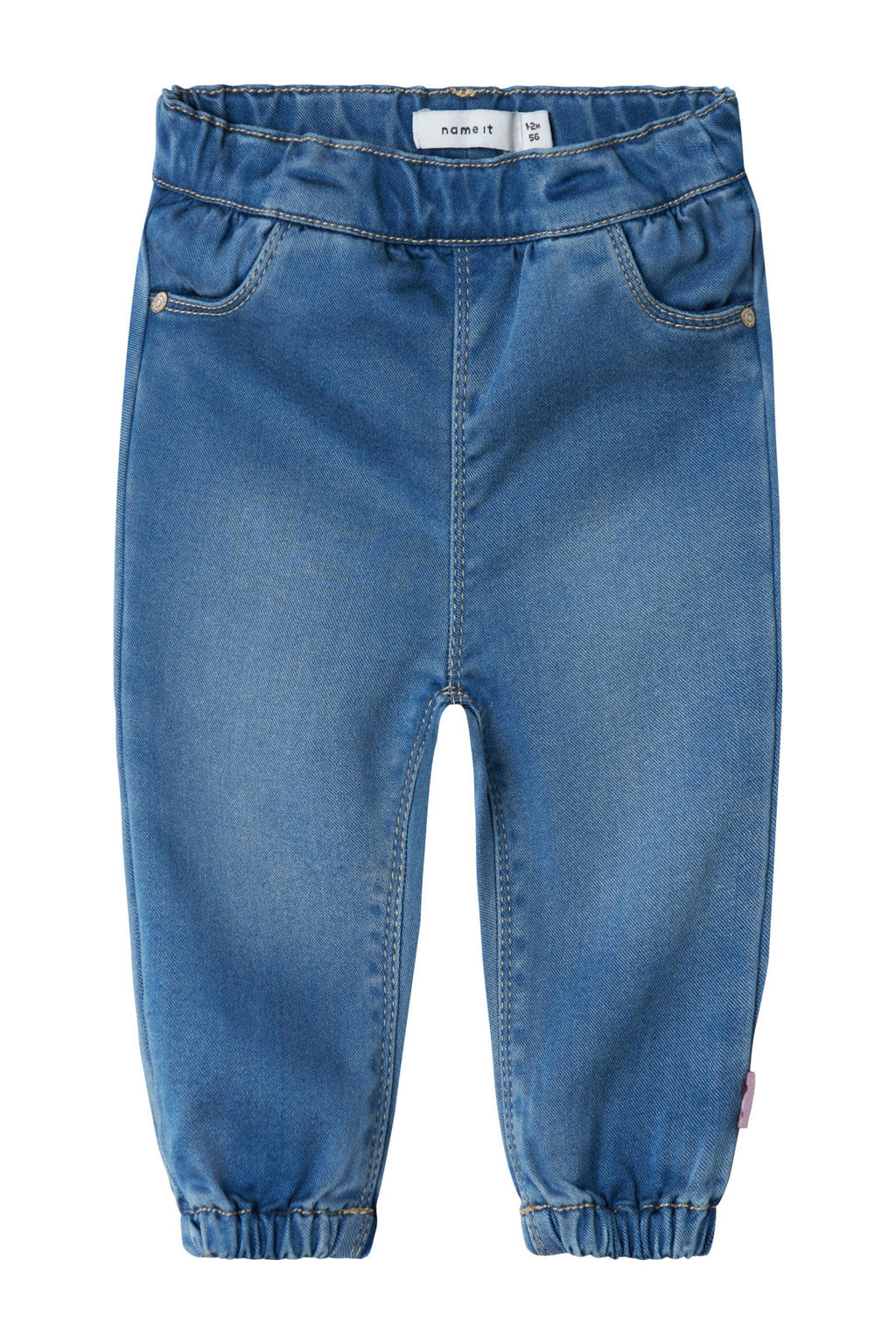 Medium blue denim meisjes NAME IT BABY loose fit jeans van lyocell met regular waist