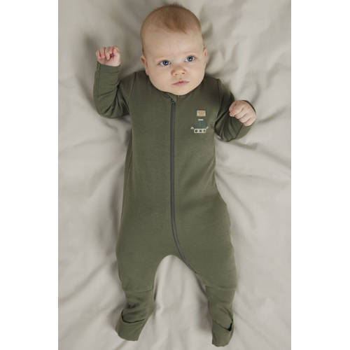 NAME IT BABY pyjama NBMNIGHTSUIT - set van 2 beige/groen Jongens Katoen Ronde hals