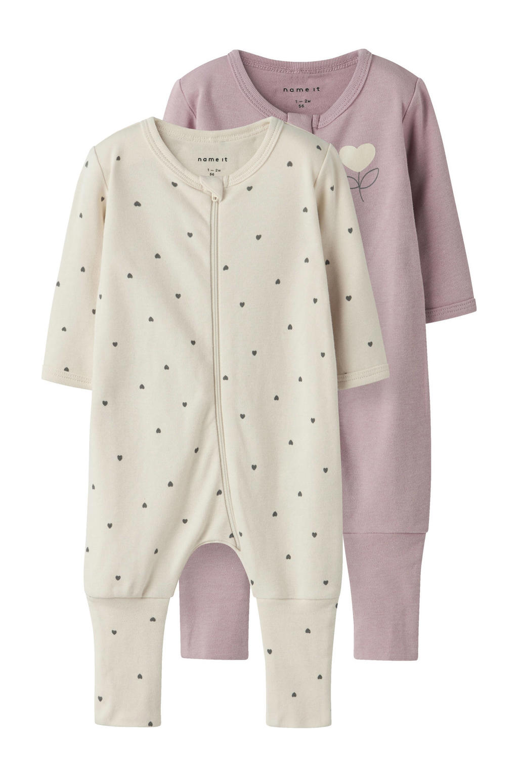 NAME IT BABY pyjama NBFNIGHTSUIT - set van 2 ecru/lila