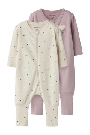 pyjama NBFNIGHTSUIT - set van 2 ecru/lila