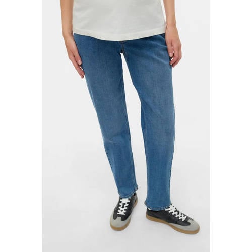 MAMALICIOUS high waist zwangerschapskleding slim fit jeans medium blue denim Blauw - maat 31-34 afbeelding