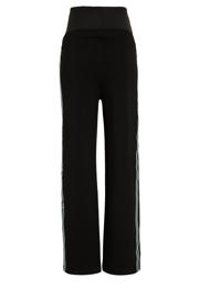 thumbnail: Zwarte dames ONLY MATERNITY straight regular waist zwangerschaps casual broek van polyester met elastische tailleband met koord en effen