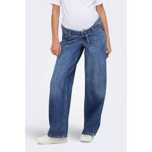 ONLY MATERNITY high waist zwangerschaps straight leg jeans medium blue denim Blauw - maat XXL-32 afbeelding