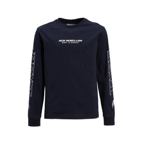 Coolcat longsleeve met New Rebellion print Randy donkerblauw Jongens Katoen Ronde hals - maat 110/116 afbeelding