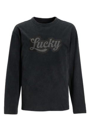 oversized longsleeve Jesse met printopdruk acid grijs