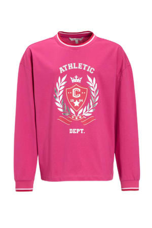 oversized longsleeve met 1984 printopdruk Linda roze