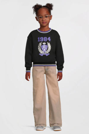 fleece sweater met 1984 print Amalia zwart