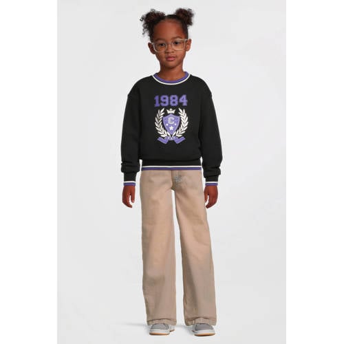 Coolcat fleece sweater met 1984 print Amalia zwart Printopdruk