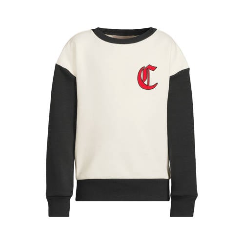 Coolcat colourblock sweater met printopdruk Ace off-white/zwart Wit Printopdruk