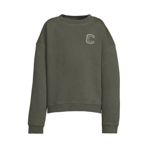 Coolcat oversized fleece sweatshirt met C logo Tyler khaki Sweater Groen