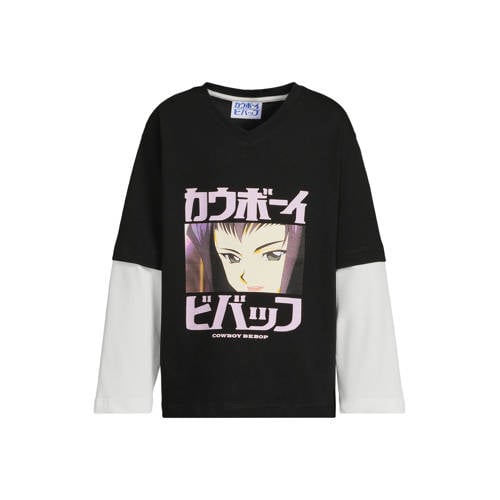 Coolcat longsleeve met Cowboy Bebop licence printopdruk zwart Jongens Katoen Ronde hals