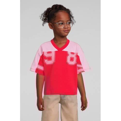 Coolcat cropped T-shirt met 1984 printopdruk Lori rood/roze Meisjes Katoen Ronde hals