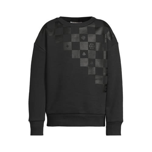 Coolcat fleece sweater met printopdruk Josh donkergrijs Printopdruk