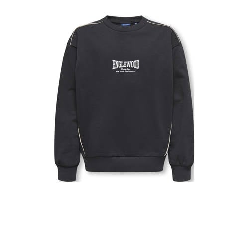 ONLY & SONS JUNIOR sweater zwart Printopdruk