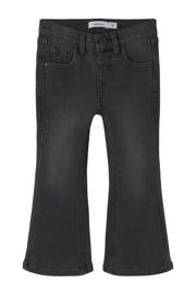 thumbnail: Grey denim meisjes NAME IT MINI bootcut jeans van denim met regular waist, drukknoopsluiting en effen
