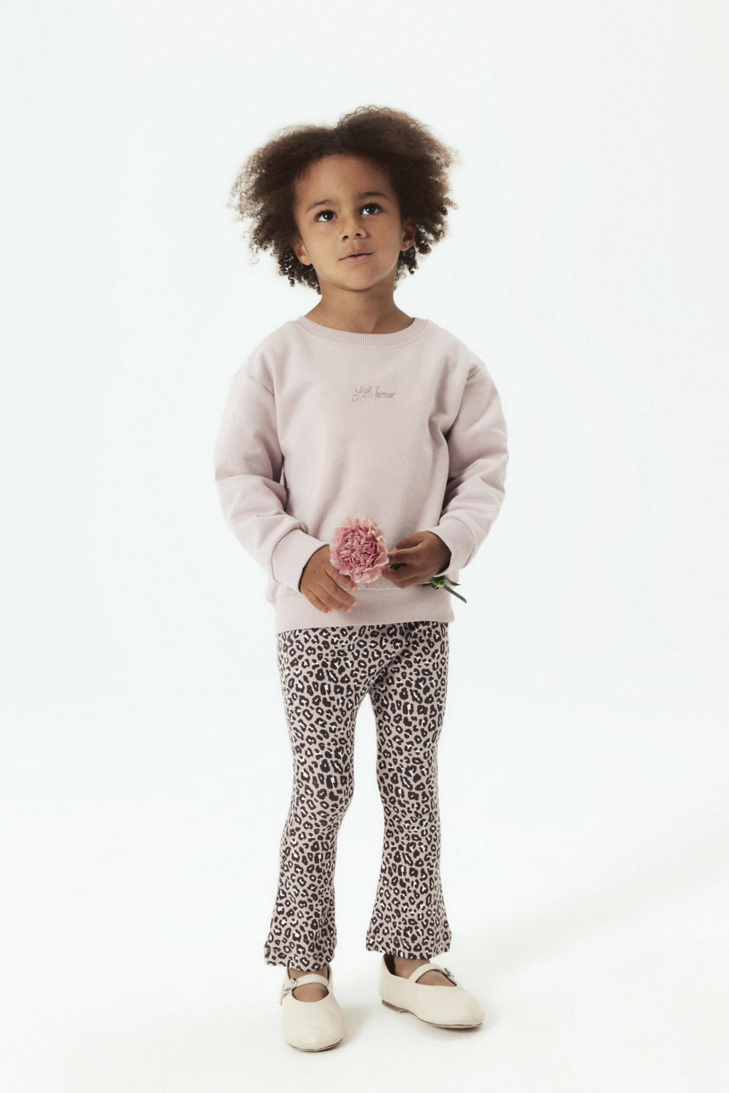 Lilakleurige meisjes NAME IT MINI flared legging van stretchkatoen met regular waist, elastische tailleband en panterprint