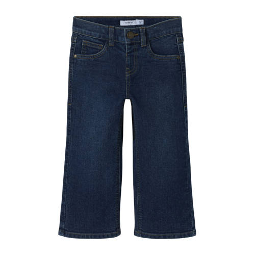 NAME IT MINI wide leg jeans dark blue denim Blauw Effen - maat 104 afbeelding