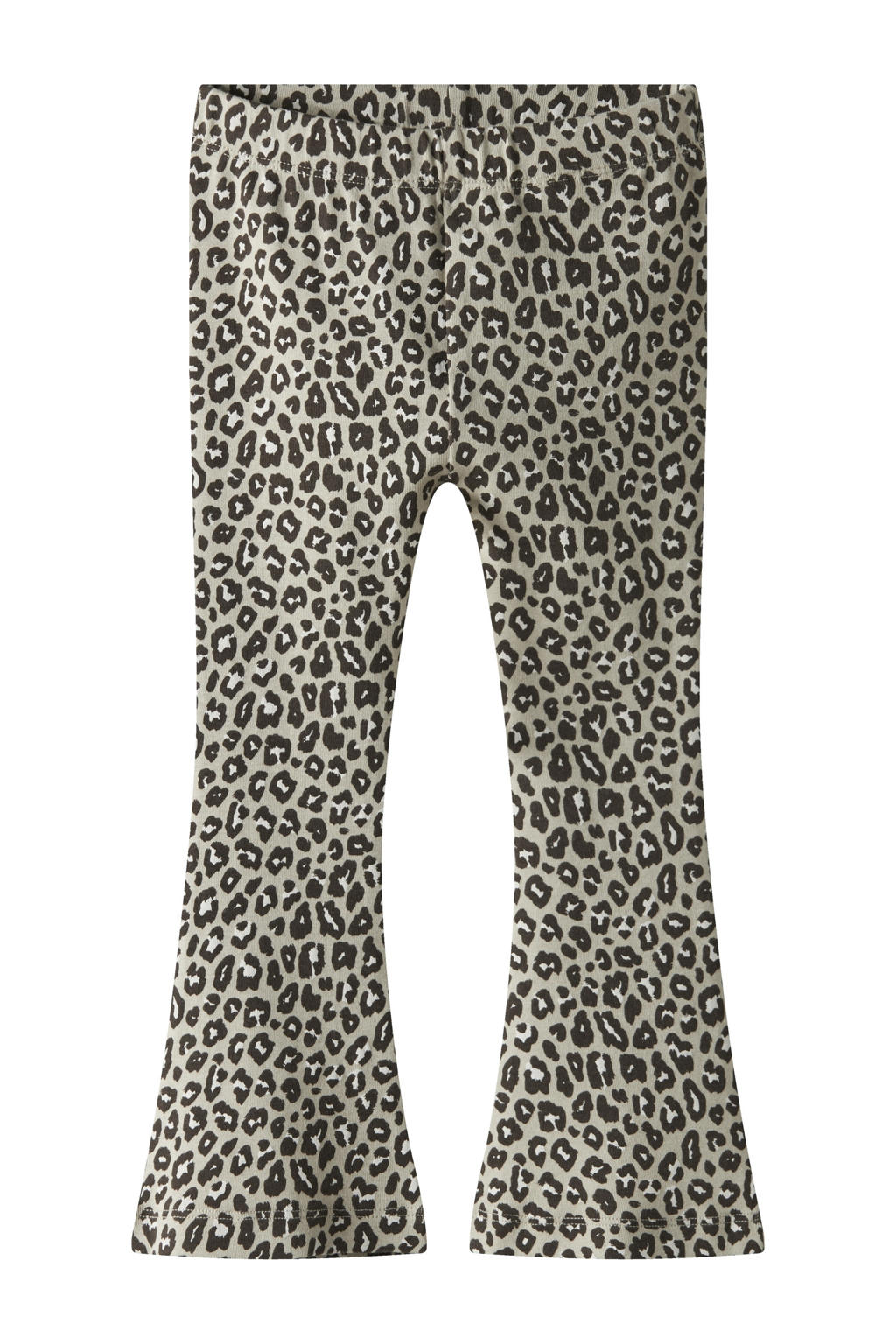 Beige meisjes NAME IT MINI flared legging van stretchkatoen met regular waist, elastische tailleband en panterprint