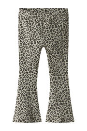 thumbnail: Beige meisjes NAME IT MINI flared legging van stretchkatoen met regular waist, elastische tailleband en panterprint