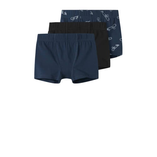 NAME IT MINI boxershort - set van 3 donkerblauw/zwart Jongens Stretchkatoen