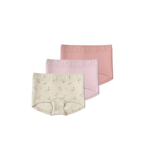 NAME IT MINI hipster - set van 3 ecru/lichtroze/roze Slip Meisjes Stretchkatoen - maat 110 afbeelding