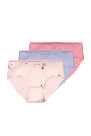 katoenen slips met print - lichtroze/roze/lila (set van 3)