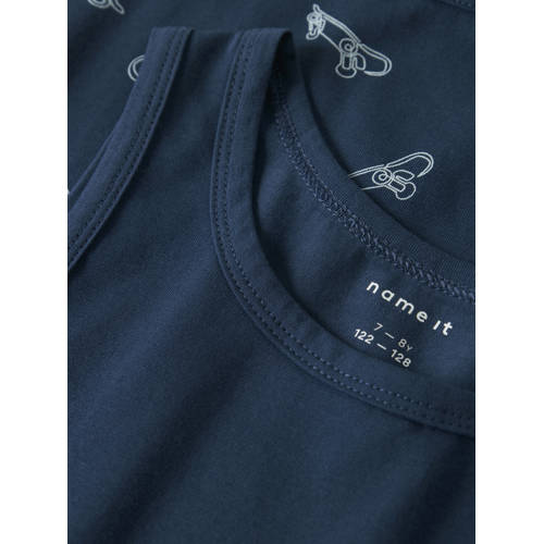 NAME IT KIDS hemd - set van 2 donkergrijs Blauw Meisjes Stretchkatoen Ronde hals - maat 122/128 afbeelding