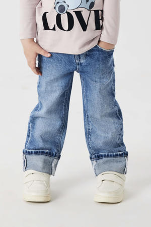 straight leg jeans medium blue denim