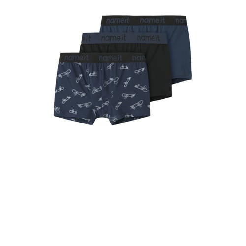 NAME IT KIDS boxershort - set van 3 donkerblauw/zwart Jongens Stretchkatoen
