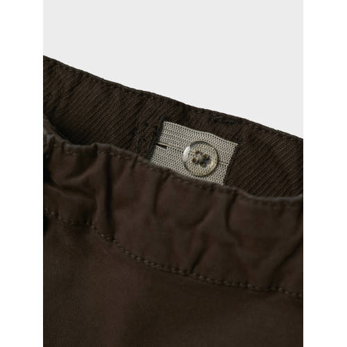 NAME IT MINI regular cargobroek donkerbruin Jongens Katoen Effen