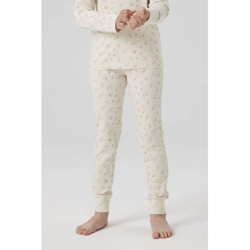 NAME IT KIDS pyjama NKFNIGHTSET FLOWER ecru Meisjes Stretchkatoen Ronde hals - maat 158/164 afbeelding