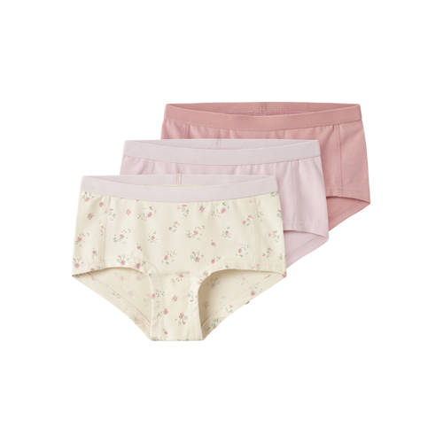 NAME IT KIDS hipster - set van 3 ecru/lichtroze/roze Slip Meisjes Stretchkatoen - maat 116 afbeelding