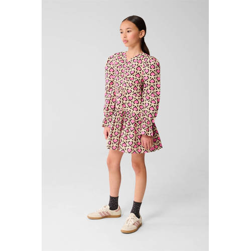 Shoeby korte jurk roze Meisjes Katoen V-hals Hartjes - maat 146/152 afbeelding