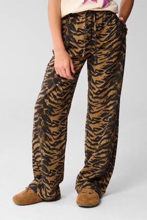 wide leg casual broek bruin