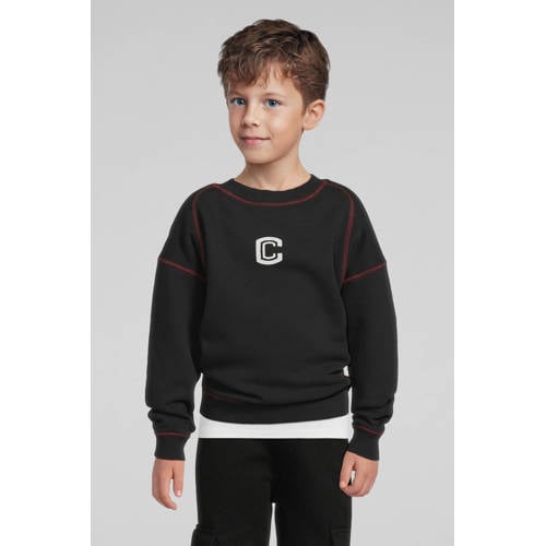 Coolcat oversized fleece sweater met C logo Scott donkergrijs Backprint