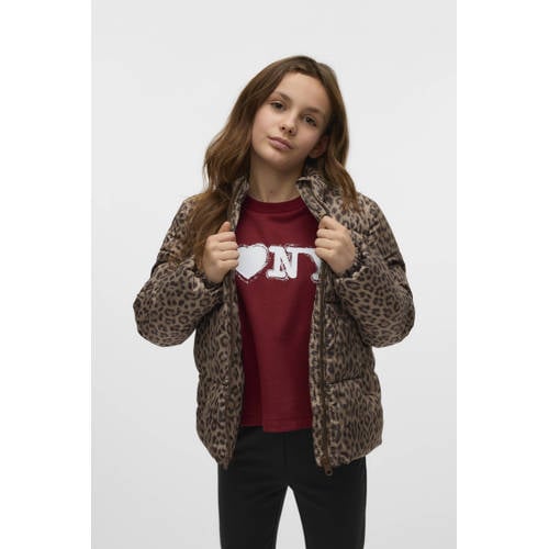 VERO MODA GIRL gewatteerde jas lichtbruin Meisjes Polyester Opstaande kraag
