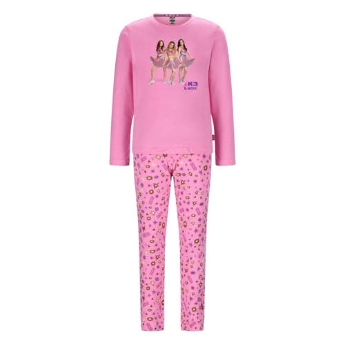 B.Nosy x K3 K3 pyjama Zoe roze Meisjes Katoen Ronde hals All over print - maat 158/164 afbeelding