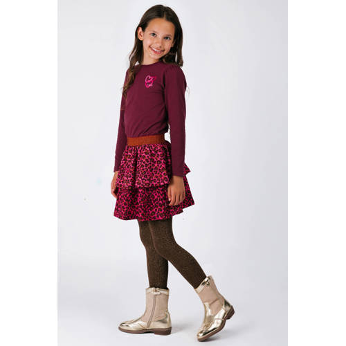 B.Nosy midi jurk paars Meisjes Polyester Ronde hals Panterprint - maat 116 afbeelding
