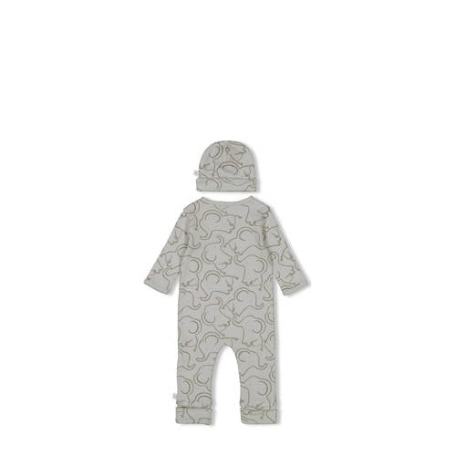 Feetje geschenkset boxpak + muts met all over print grijs Jongens/Meisjes Stretchkatoen Ronde hals